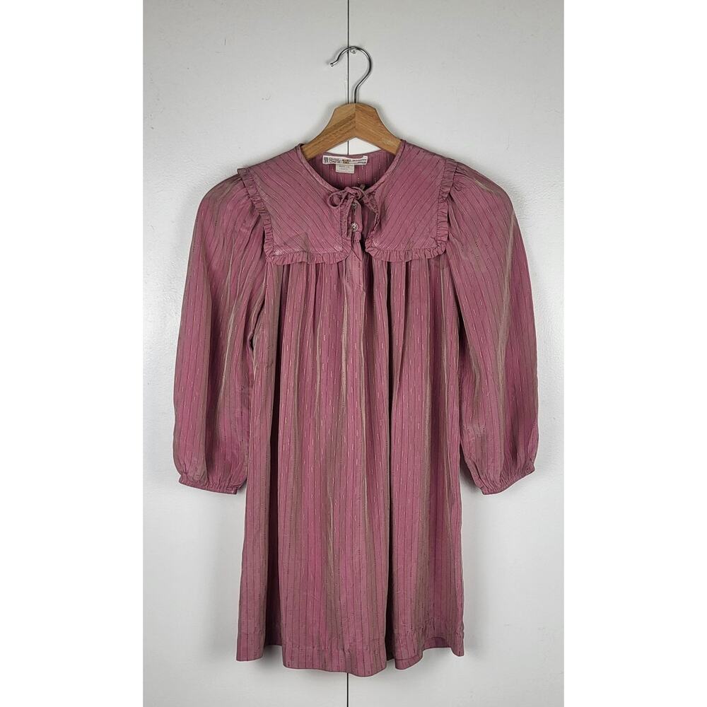 Vintage French Stripe Smock Babydoll Bib Cottagecore Coquette Prairie Top | M